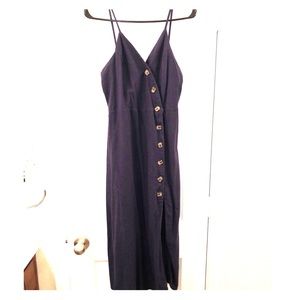 Urban Romantics Linen Navy Blue Button Up Dress M